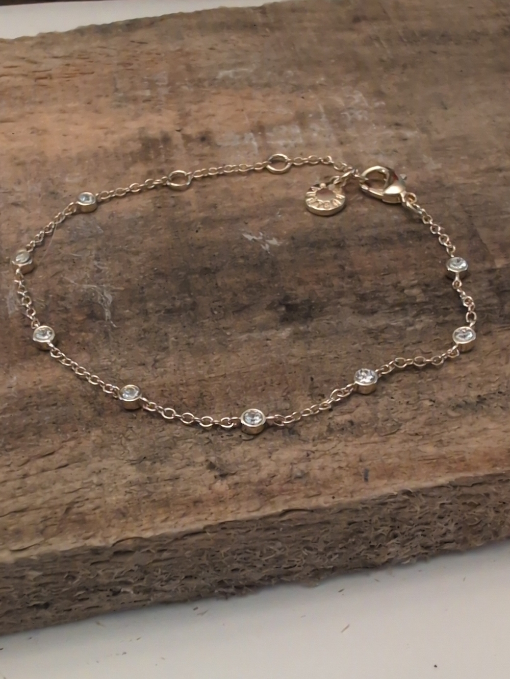 Baublebar Delicate Gold Chain Bracelet with Clear Crystal Accents